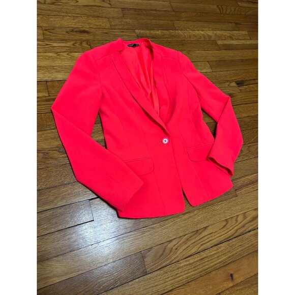 Express Womens Blazer Jacket Size 2 Hot Pink Stretch 1 Button Career Party - Picture 3 of 6